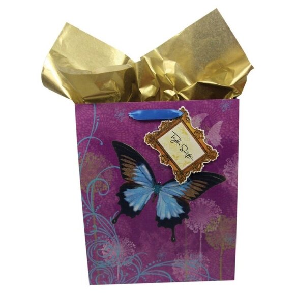 Taylor Swift Official Gift Bag Butterfly Ribbon Handles w Gold Tissue Paper - Picture 1 of 15